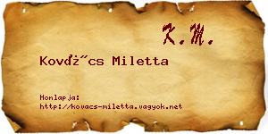 Kovács Miletta névjegykártya