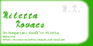 miletta kovacs business card
